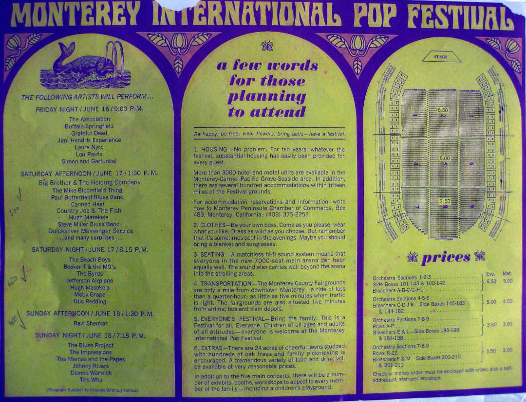 Inside of the Monterey Pop Festival Program